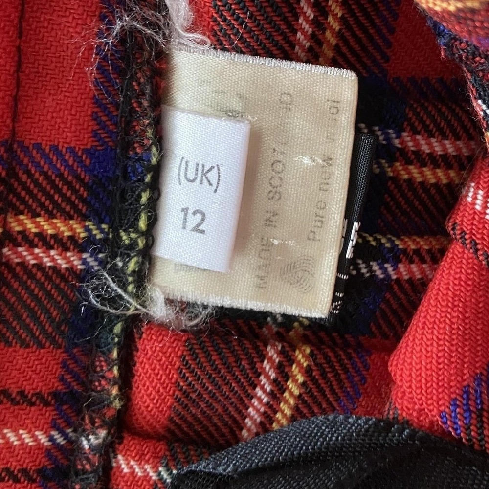 Vintage Meigle Kilt Skirt Women Pure Wool Red Plaid Pleated Buckle Made Scotland - Picture 6 of 15